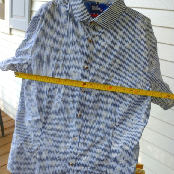 Billy London Floral Shadow Stripe Blue and White Button Down Size XXL - Picture 5 of 5